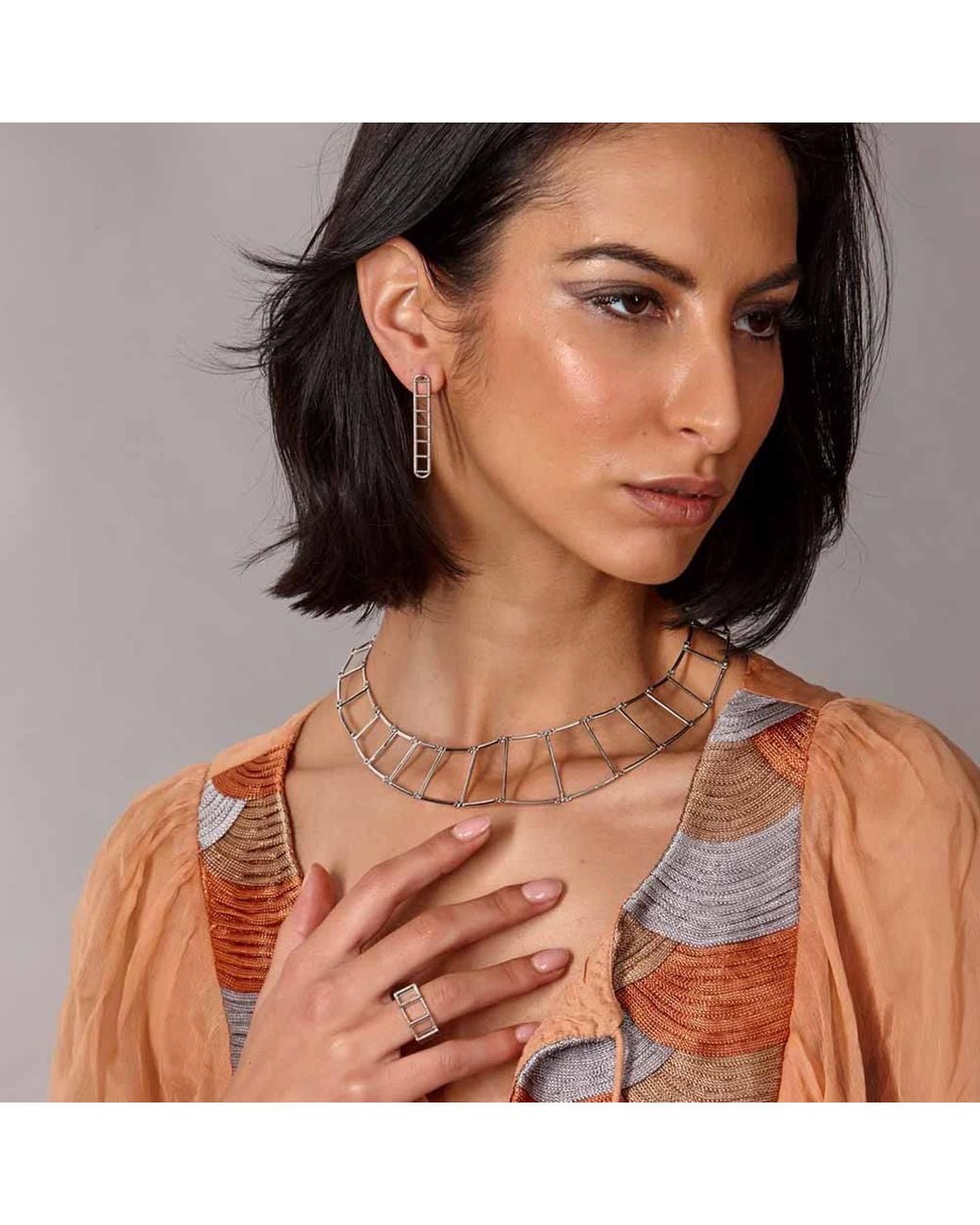 Lucy Quartermaine Metallic Egyptian Tomb Collar/Necklace