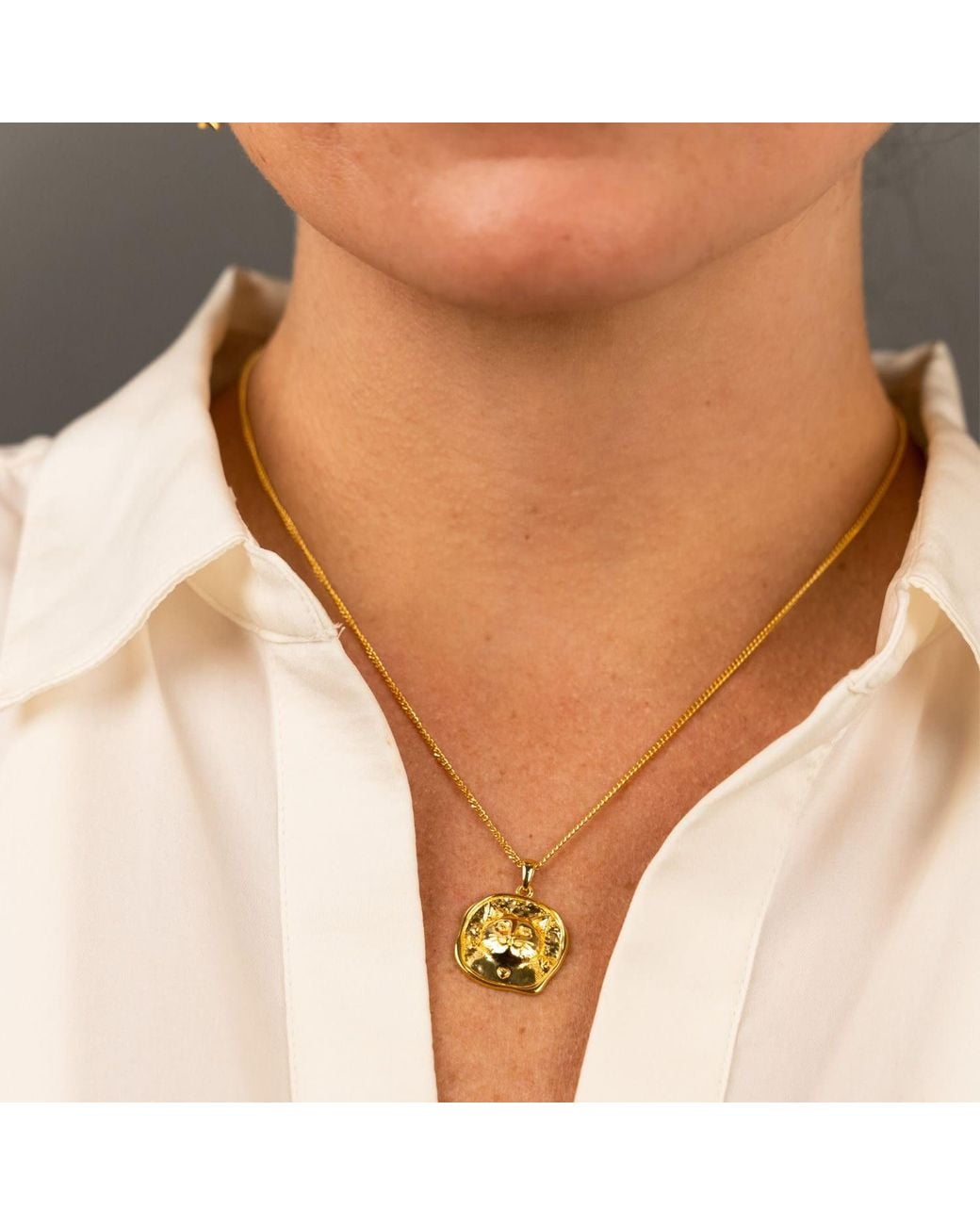 Frenvyrn Metallic Lars 18K Vermeil Cat Coin Necklace for men