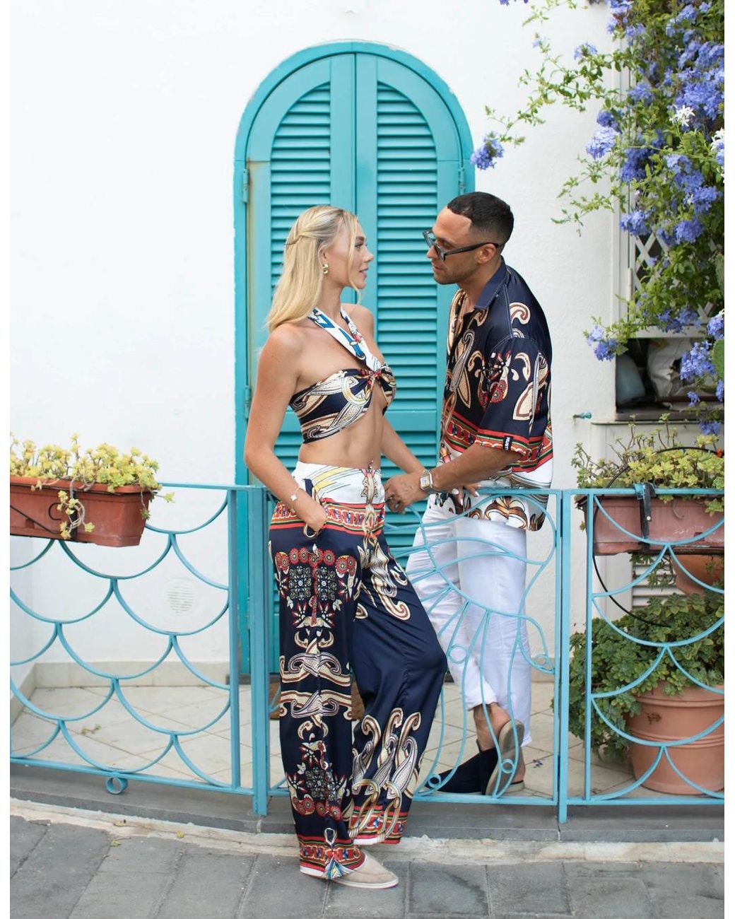 Hustle Blue Cannes Satin-Shirt for men