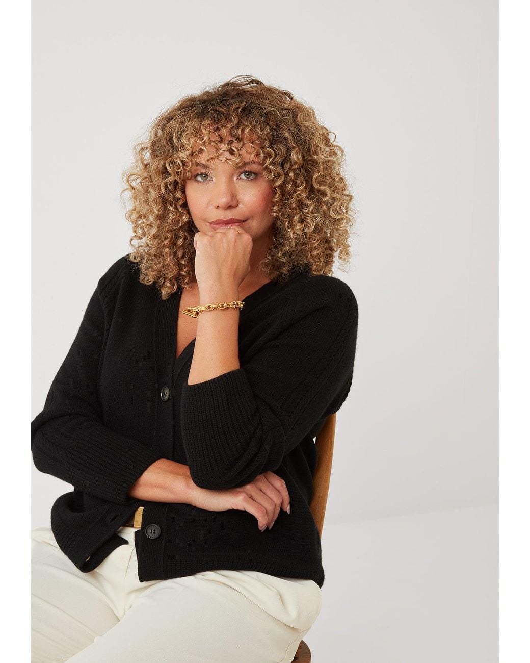 Loop Cashmere Black The Luxe Boyfriend Cardigan