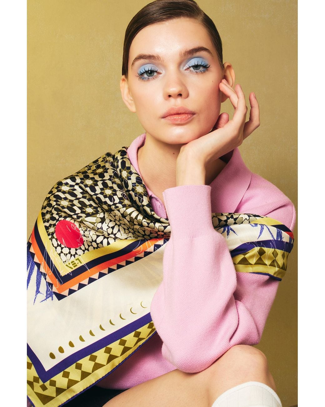 Tash and Ley Metallic Neutrals Stolen Moments 90X90 Silk Scarf