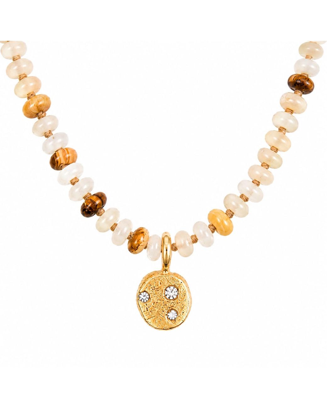 Zoe Alexandria Jewellery Metallic Afghan Jade Beaded Necklace & Lab Diamond Bubble Charm