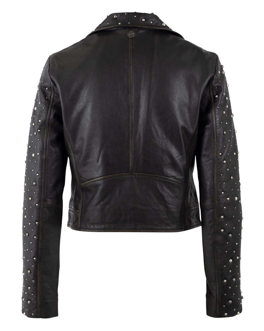 Mauritius Black Embellished Lambskin Leather Jacket Roxanne