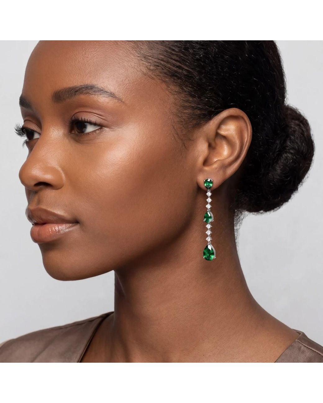Latelita London Green Elizabeth Drop Earrings Emerald