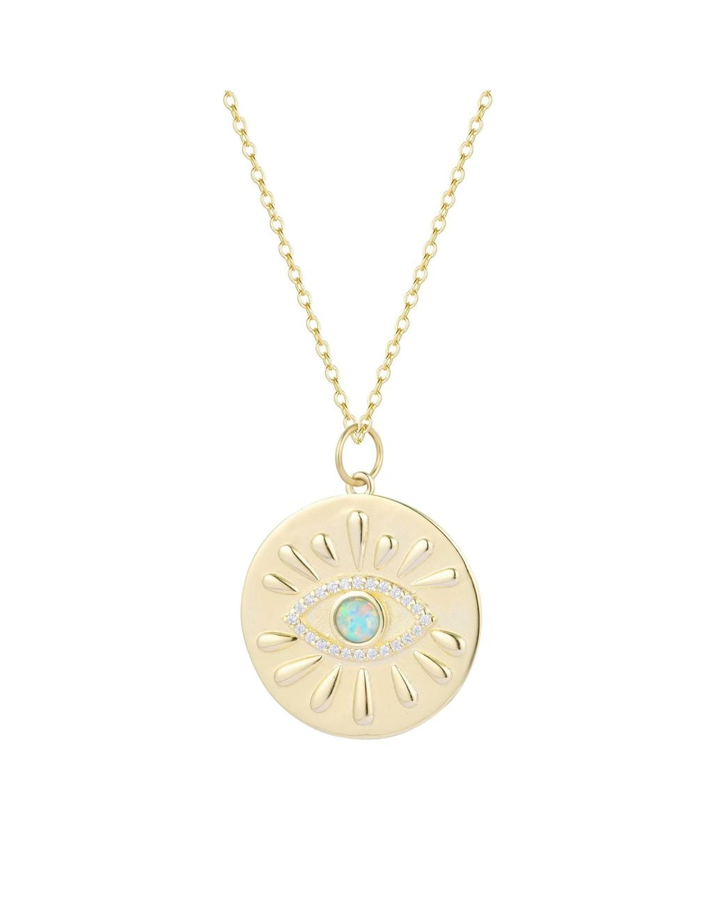 KAMARIA Metallic Evil Eye Opal Medallion Necklace