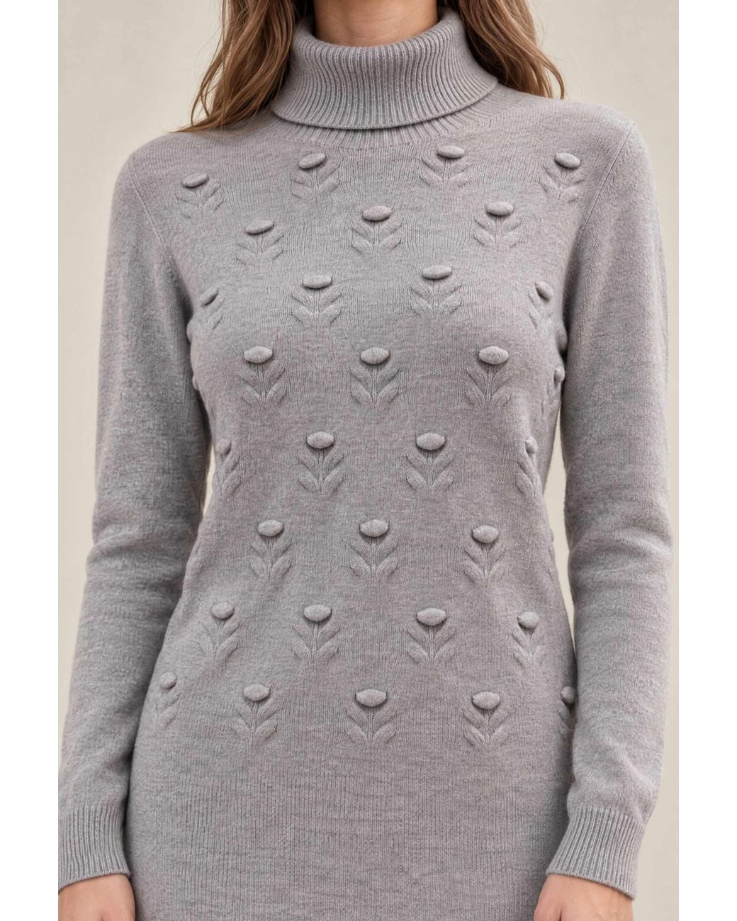 James Lakeland Gray Floral Roll Neck Jumper