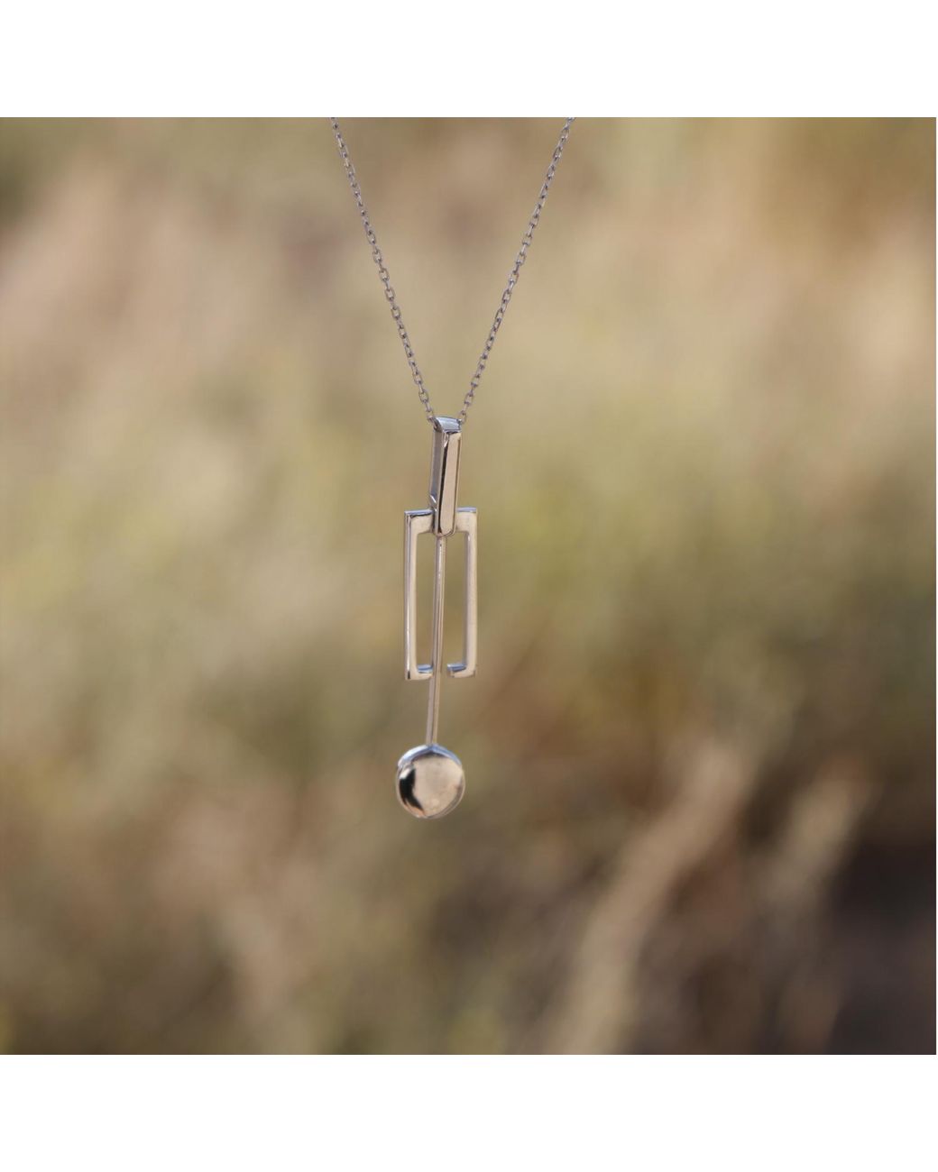 Gutta Design Metallic Tic-Toc Necklace Rhodium Plated