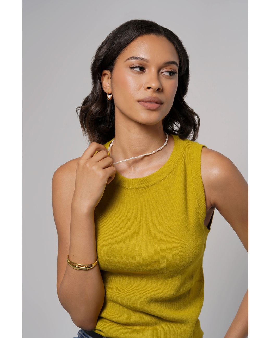 Zynnia Collective Metallic Bold Pearl Hoops