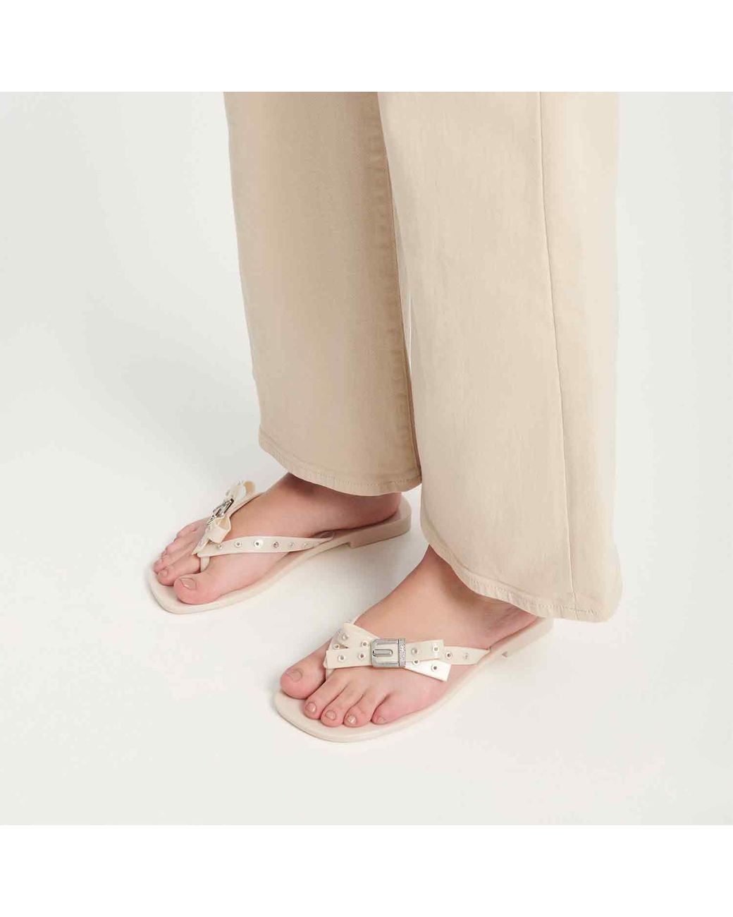 Melissa Metallic Neutrals Harmonic Squared Flat Thong