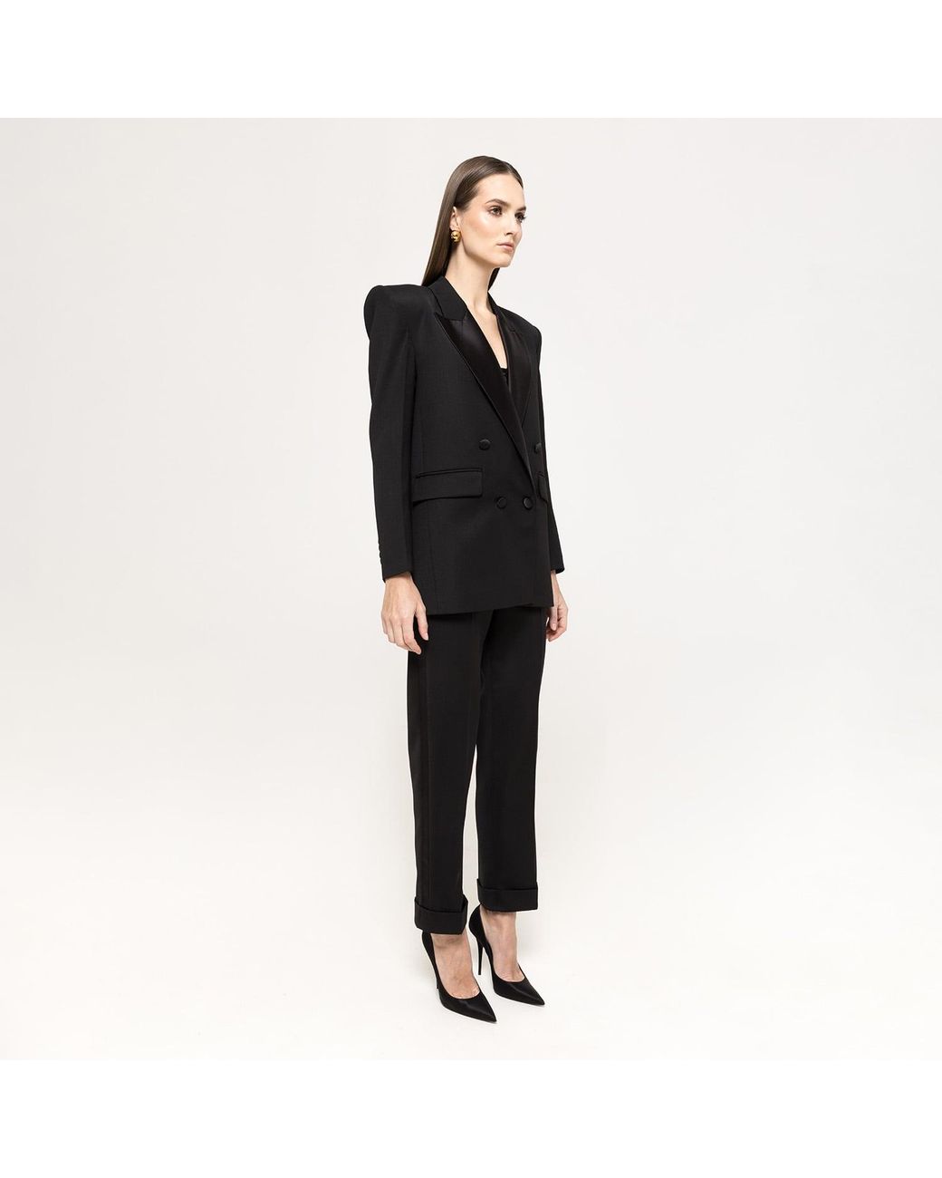 Nissa Black Tailored Wool Pants