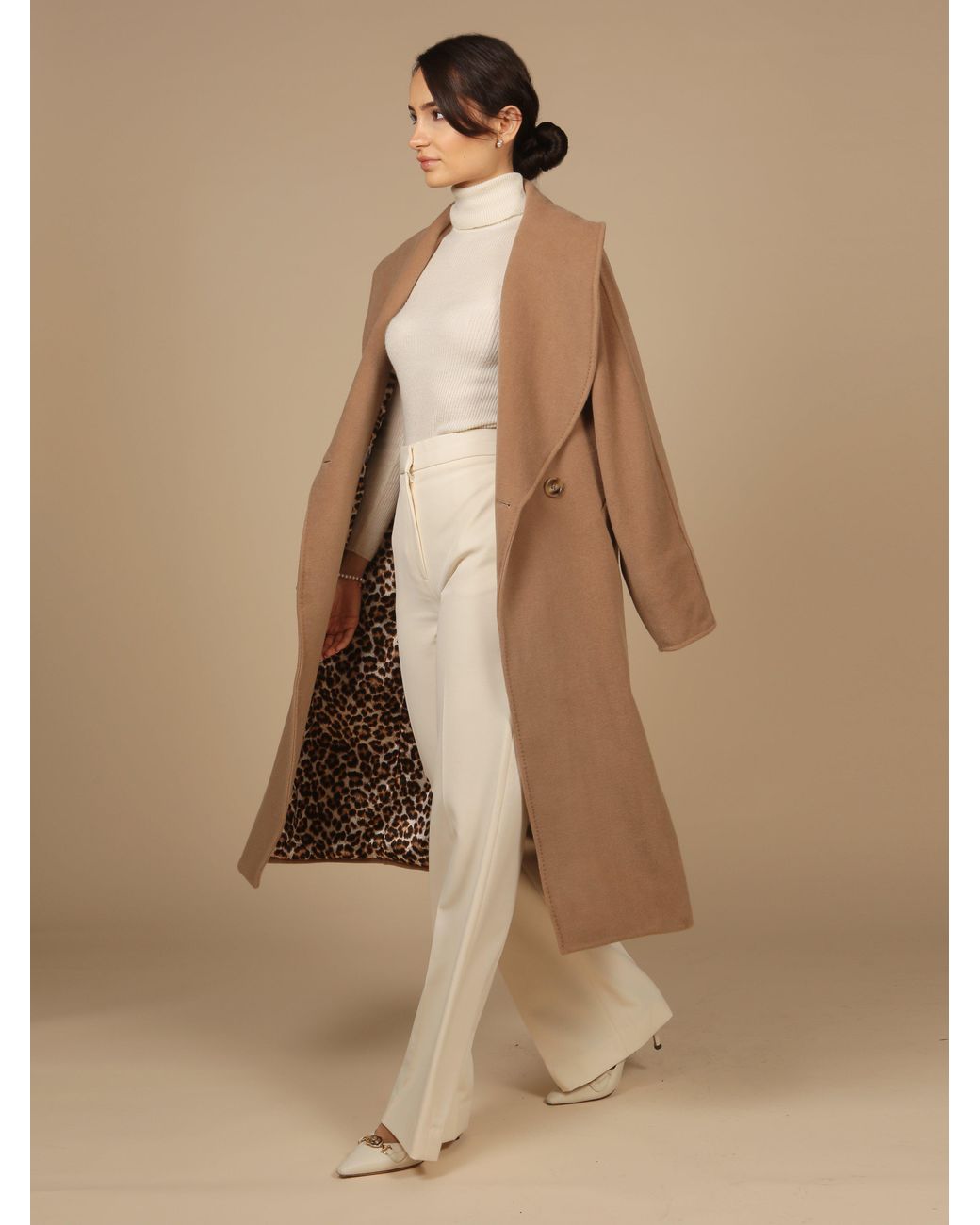 Santinni Brown 'Hepburn' 100% Italian Virgin Wool & Cashmere Coat