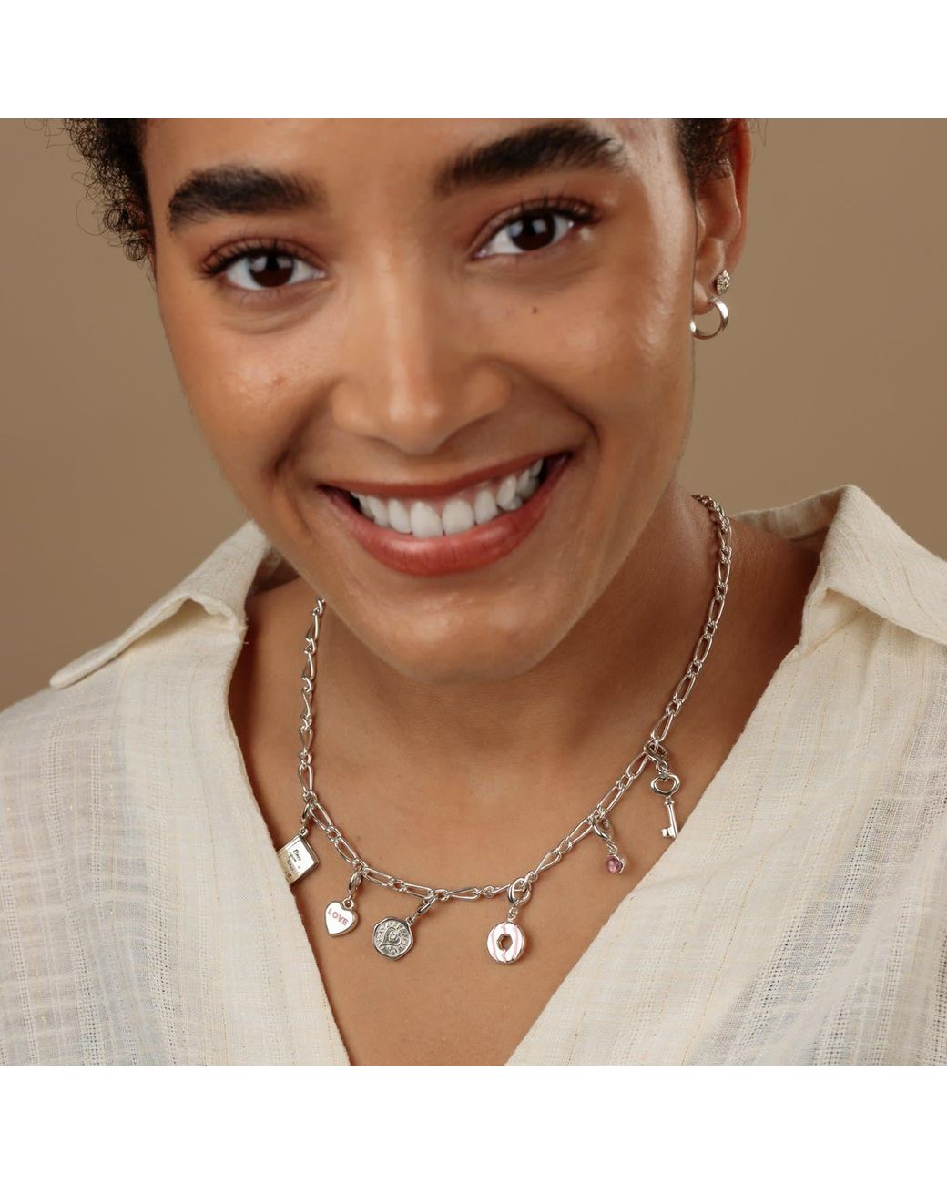 Lily Charmed Metallic Sterling My Story Charm Collector Necklace