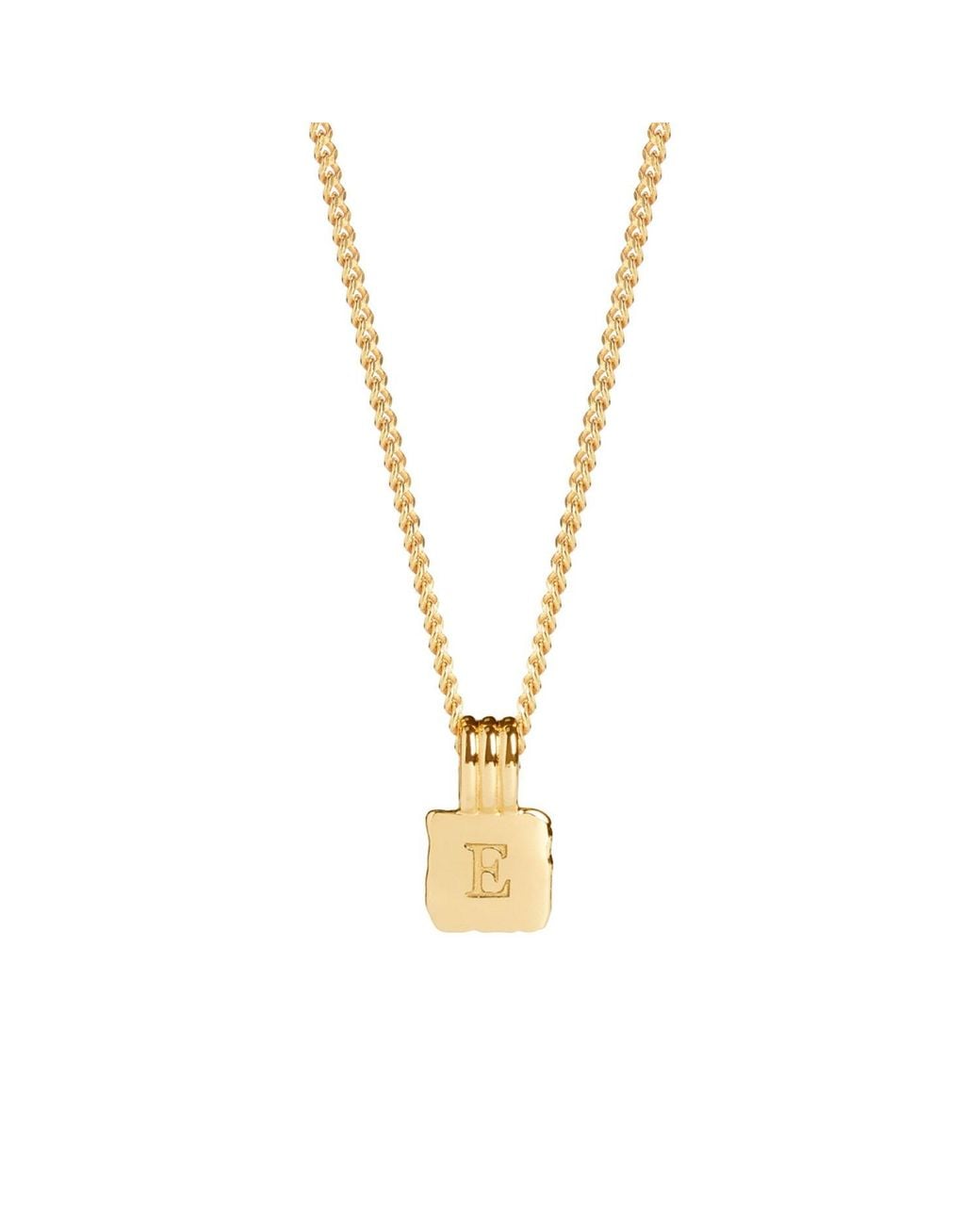 Muru Metallic Mini Initial Square Charm Necklace