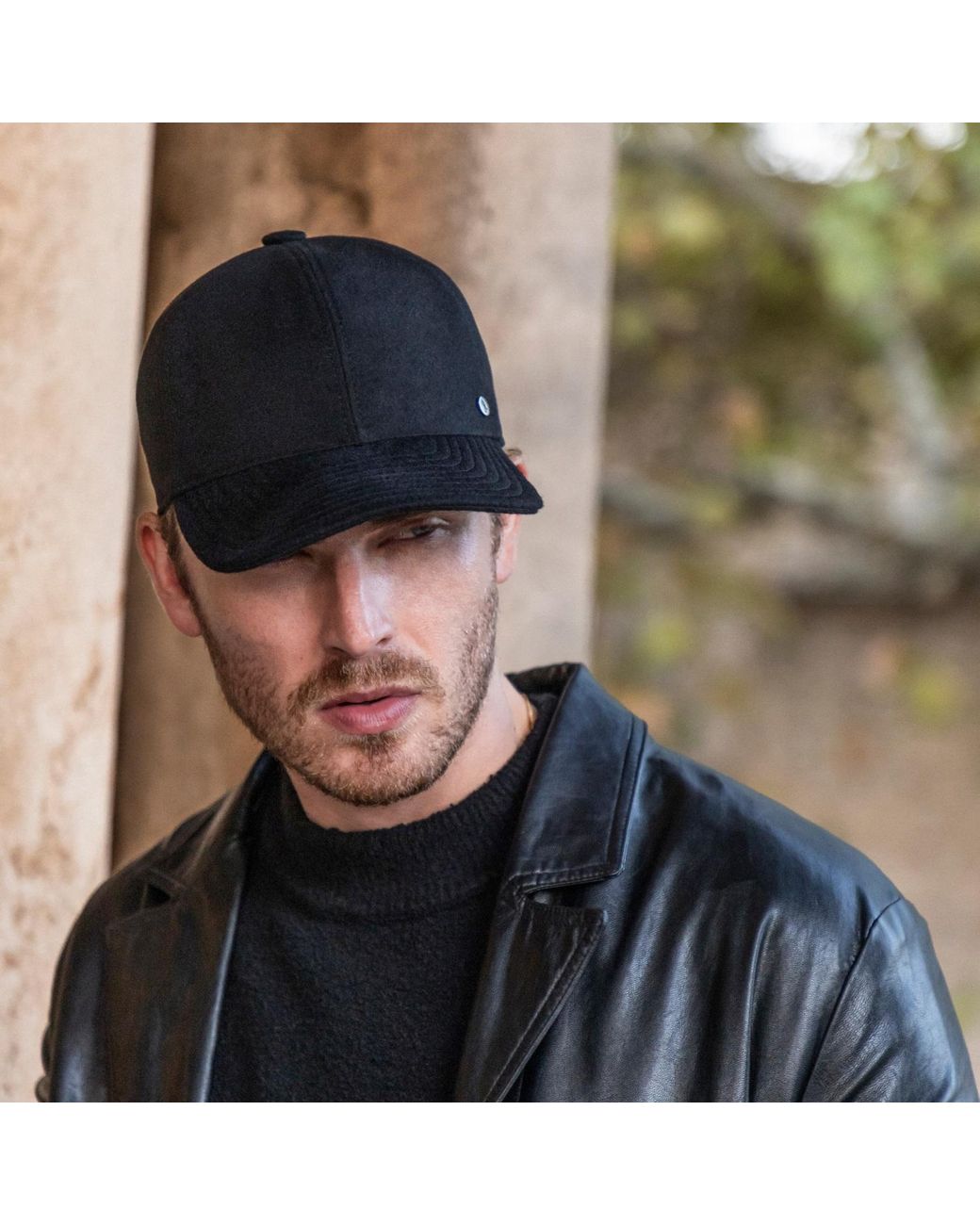 DORIA 1905 Black Cashmere Rolling Baseball Cap for men