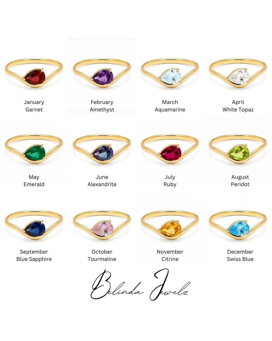 Belinda Jewelz Purple Amethyst Wavy Solitair Birthstone Ring