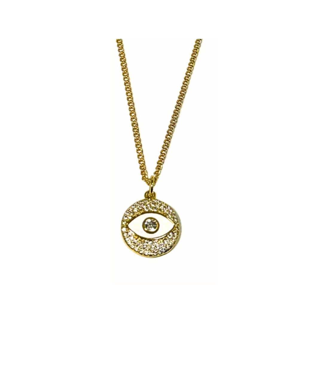 Rachel Nathan Metallic Mother Of Pearl Eye Necklace
