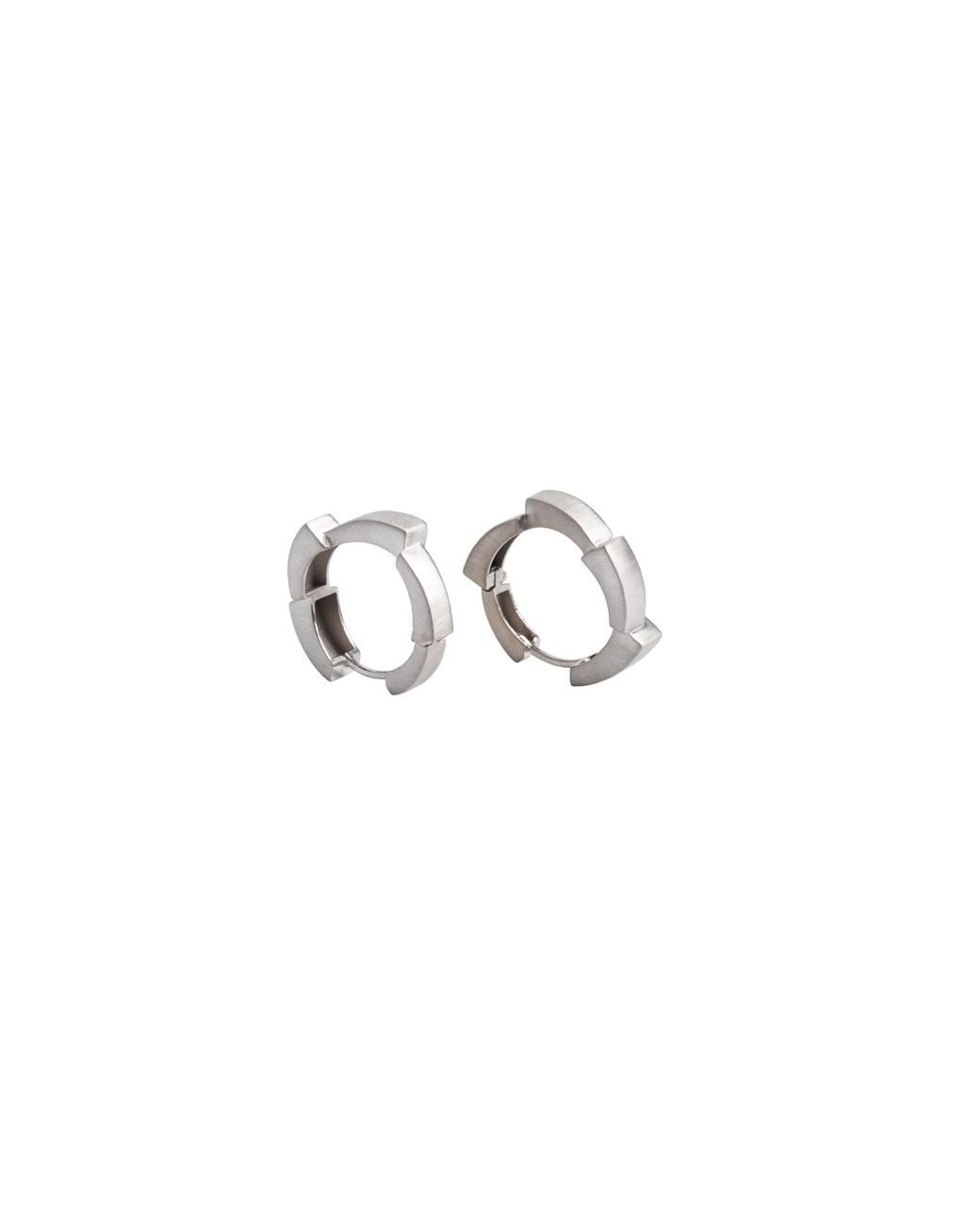 Gutta Design White Big Rung Earring Rhodium Plated