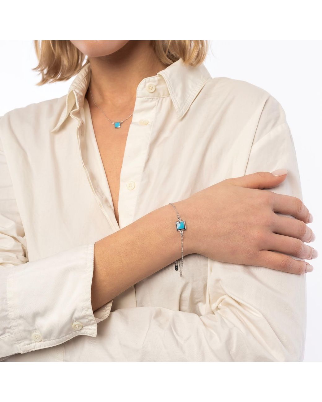 Spero London Metallic Square Sterling Necklace