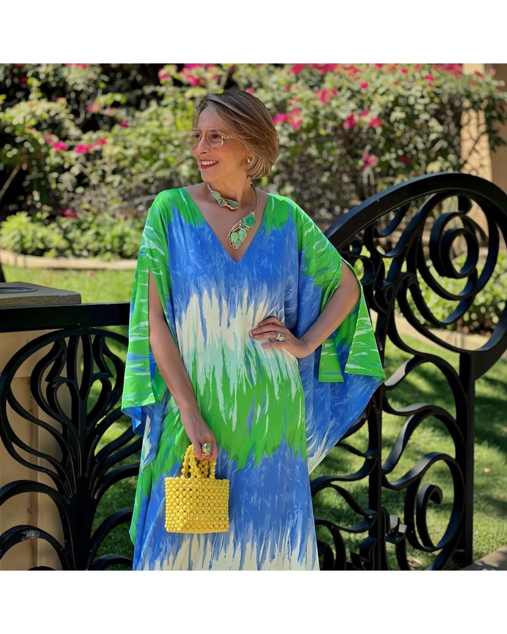 Belyed Handcraft Green Anara –Elegant Summer Silk Kaftan By Belyed