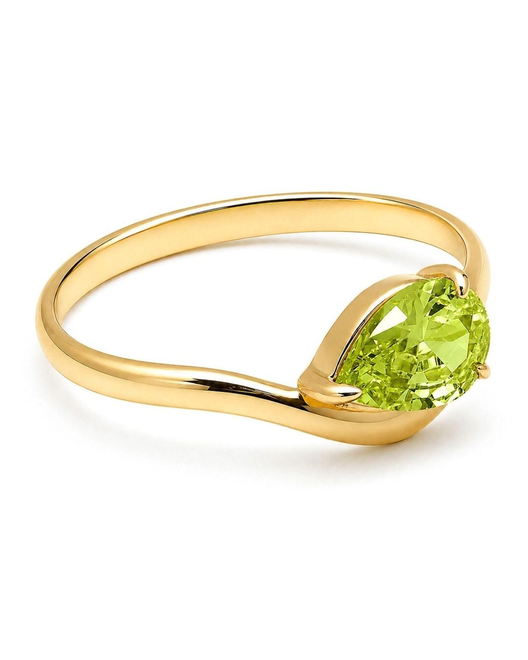 Belinda Jewelz Yellow Peridot Wavy Solitair Birthstone Ring