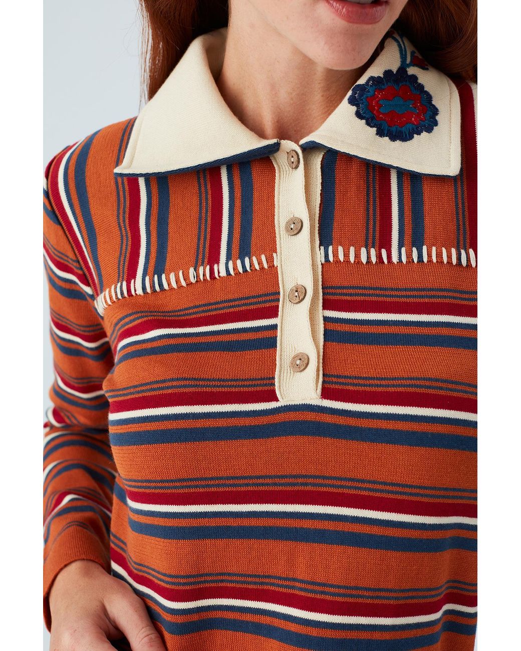 Peraluna Harper Fine Embroidered Knitted Blouse