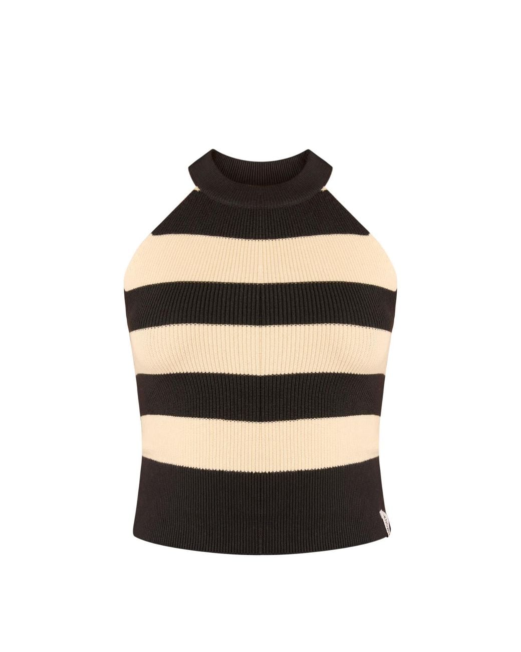 Known Supply Black Striped High Neck Sleeveless Sweater
