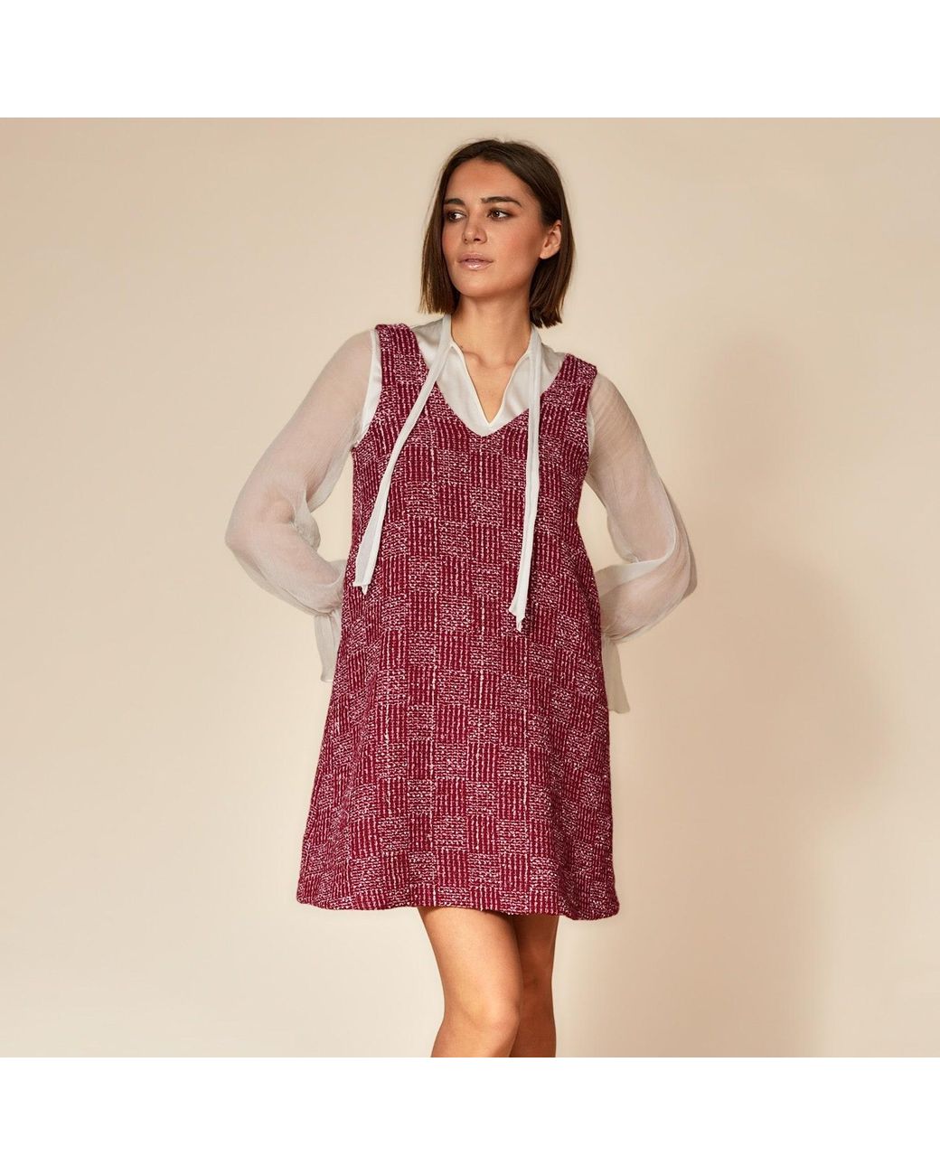 Gunda Hafner Ltd Purple Burgundy Cropped Tweed Jacket