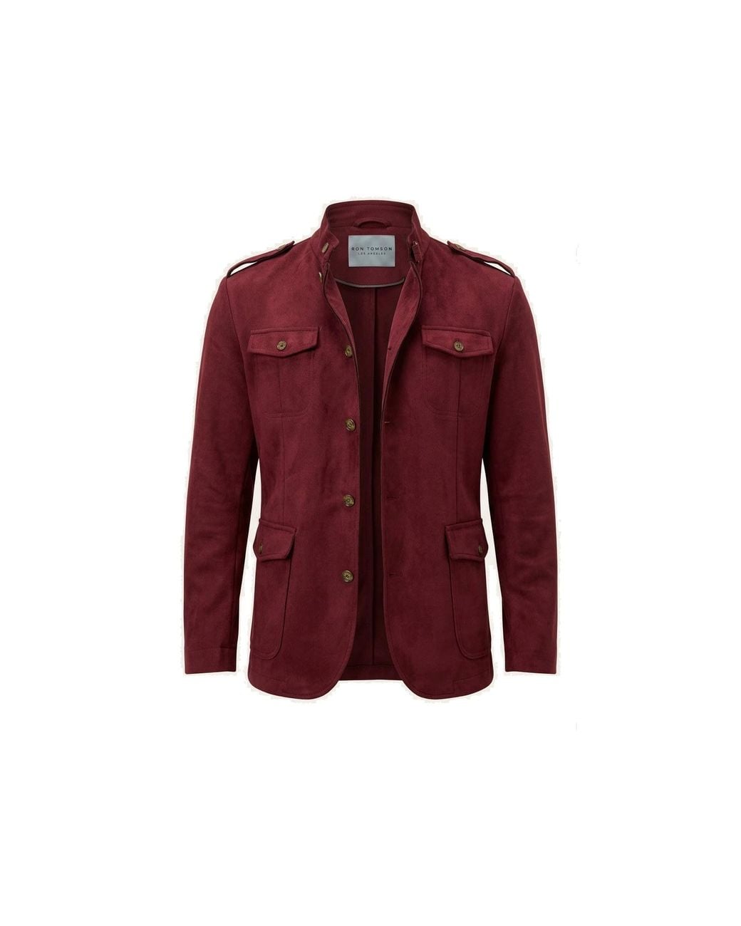 Ron Tomson Red Microsuede Lightweight Safari Jacket for men