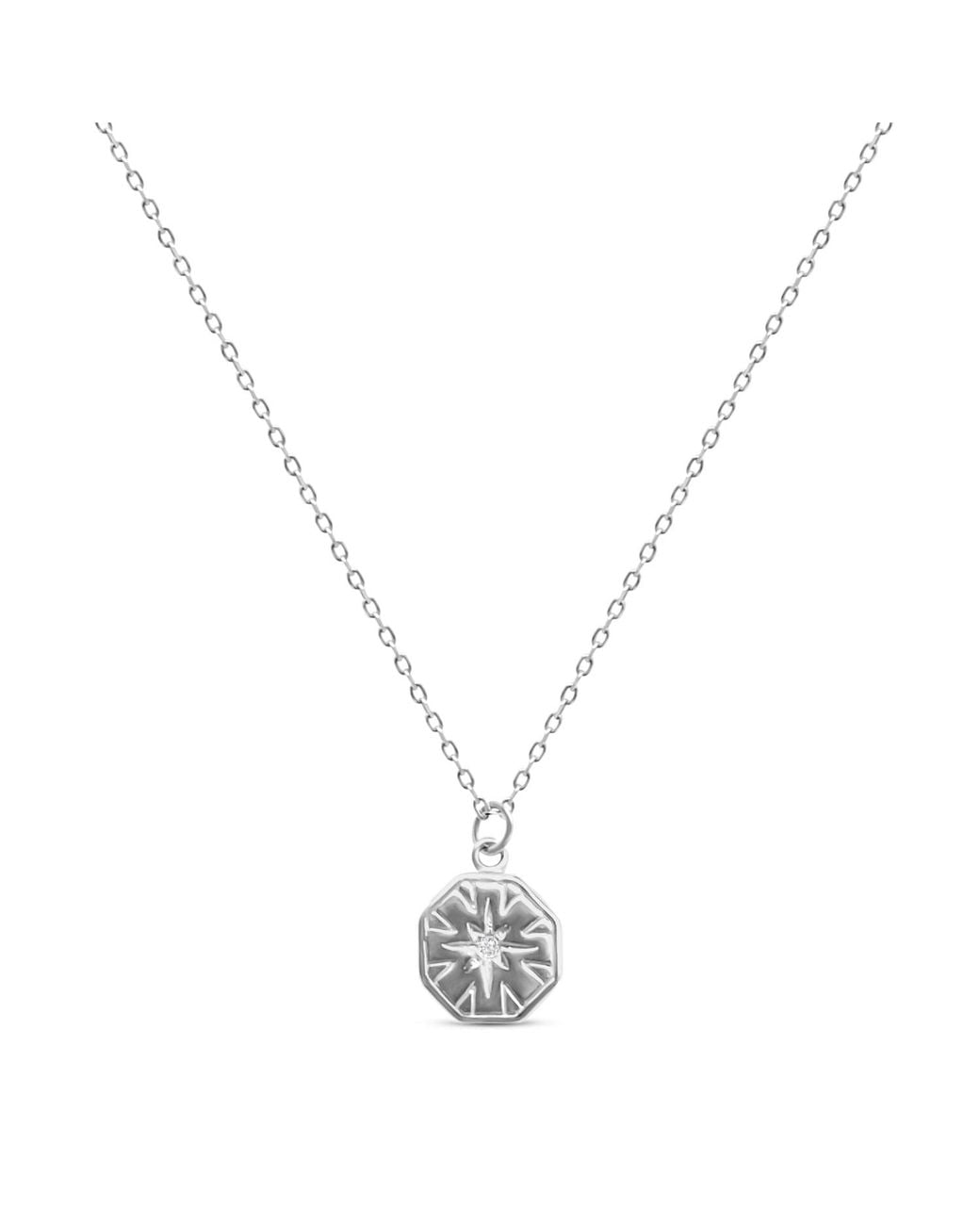 Clemence Wren Metallic Hexagon Charm Pendant Necklace