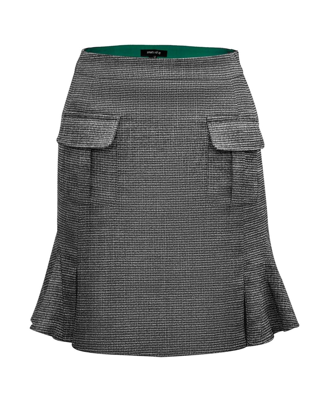 Smart and Joy Gray Short Skirt With Patch Pockets And Wide Ruffle