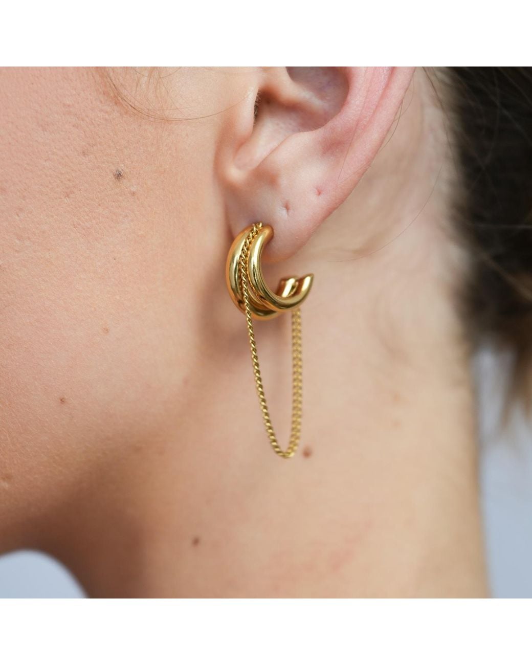 Miss Cecilia Metallic Chain Hoop Earrings
