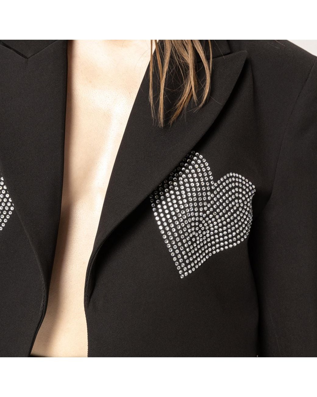 Nissa Black Crystal-Embellished Blazer Cropped