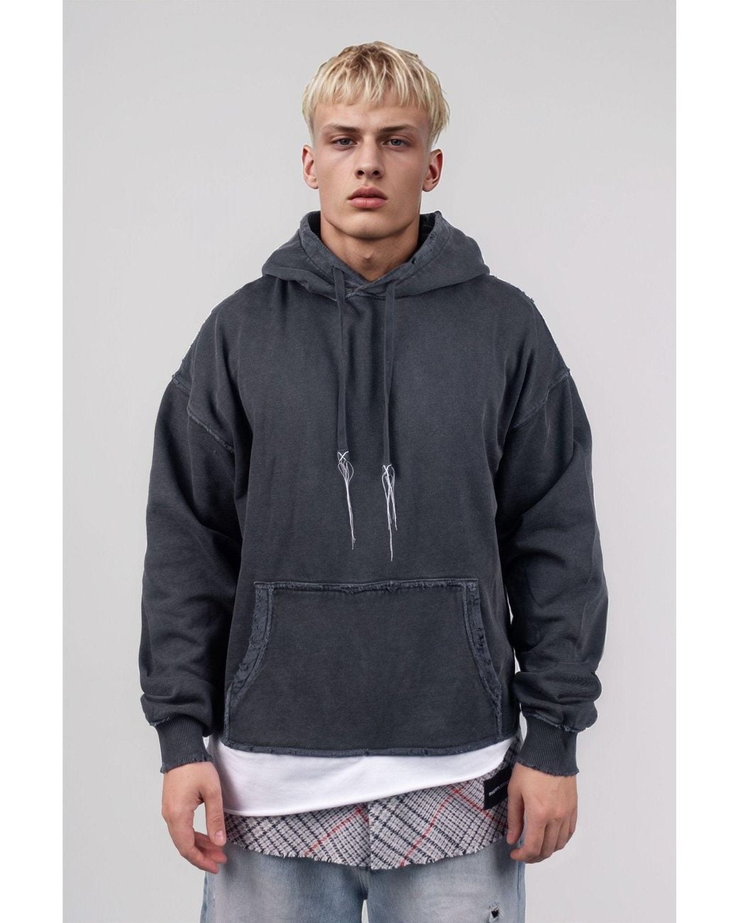 mysimplicated Blue Oversized Three Layered Distressed Hoodie W