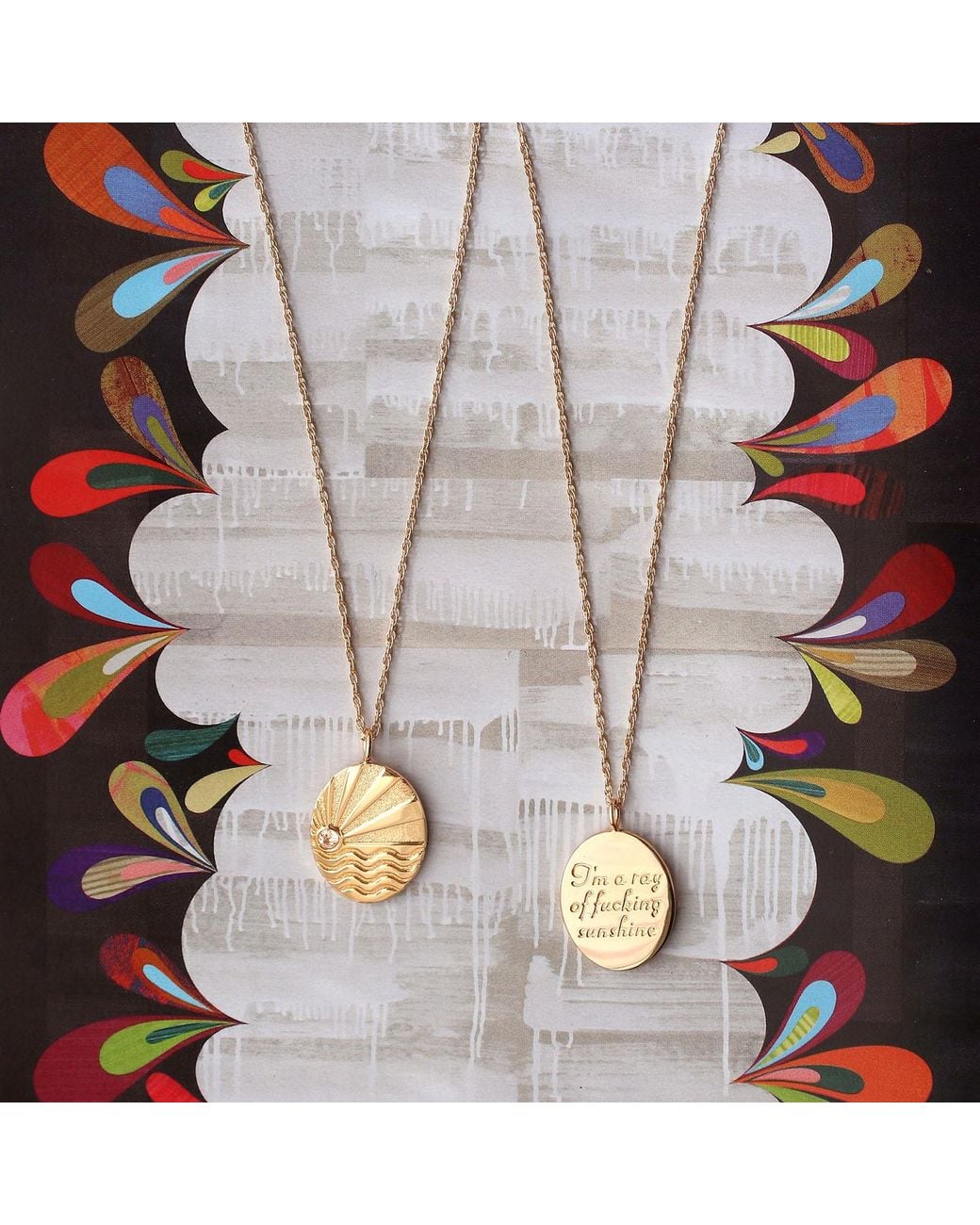 Kris Nations Metallic Ray Of Sunshine Charm Necklace Vermeil