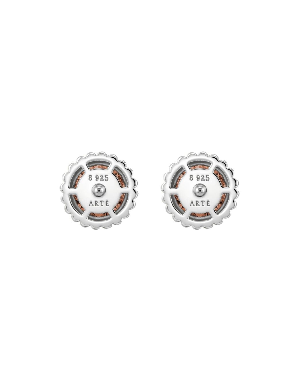 Arte Madrid Pink Cruz Bezel-Set Round Stud Earrings