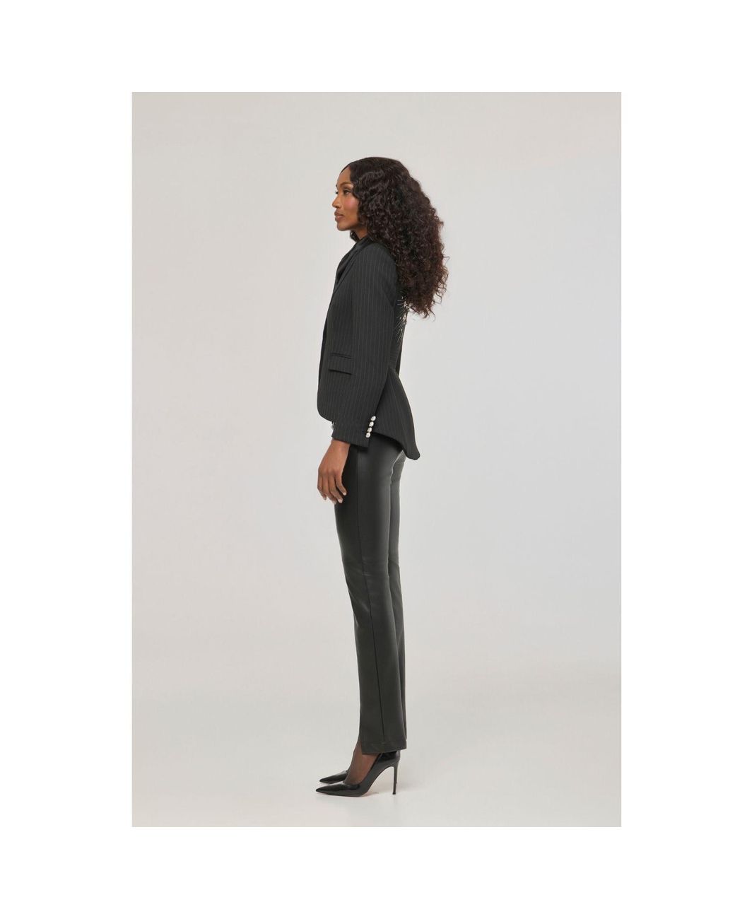 The Extreme Collection Black Pinstripe Blazer With Jewel Embroidery The Gardens
