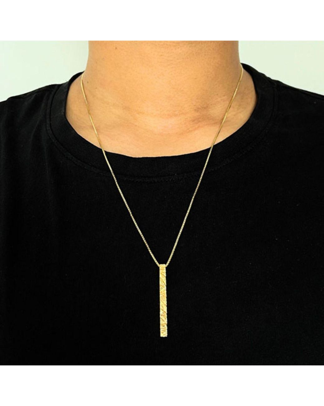 Edge Only Metallic Rugged Bar Pendant 18Ct Vermeil for men