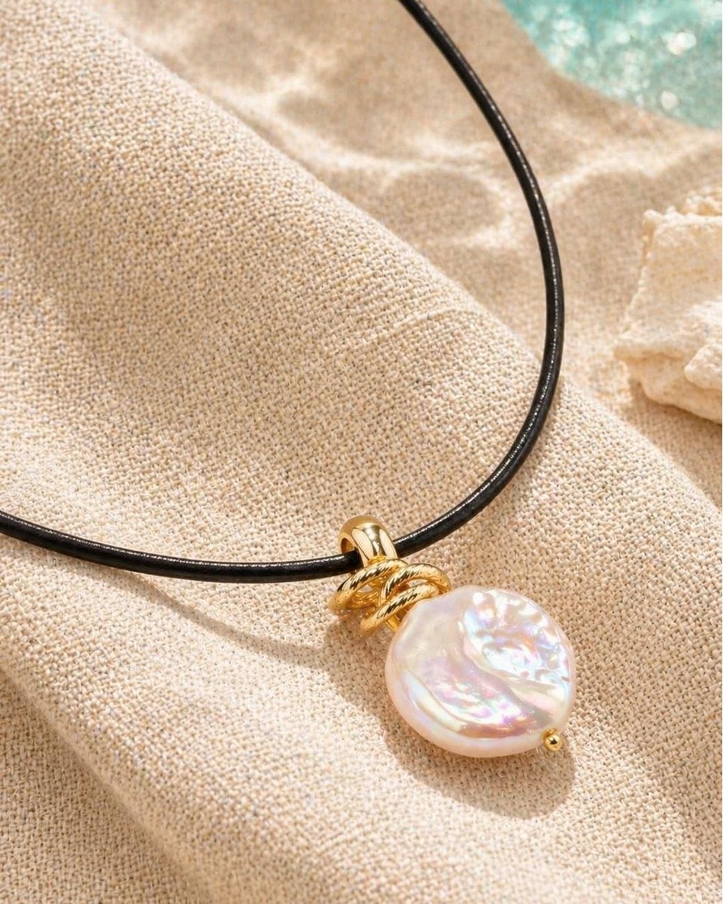 Lalinde Metallic Neutrals Sea Of Pearl Leather Necklace