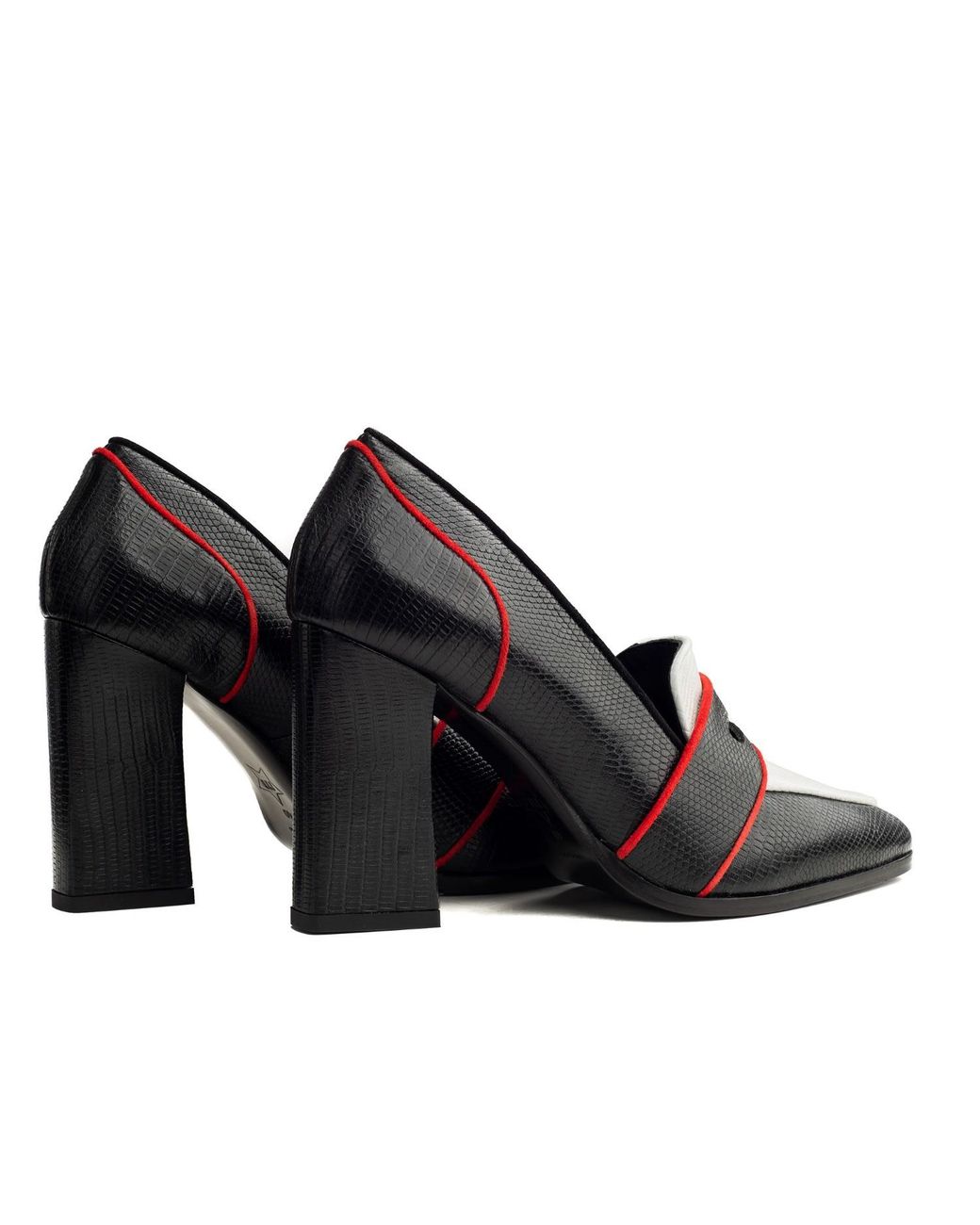 Rosamund Muir London Black Annabel & Lizard Print Loafers