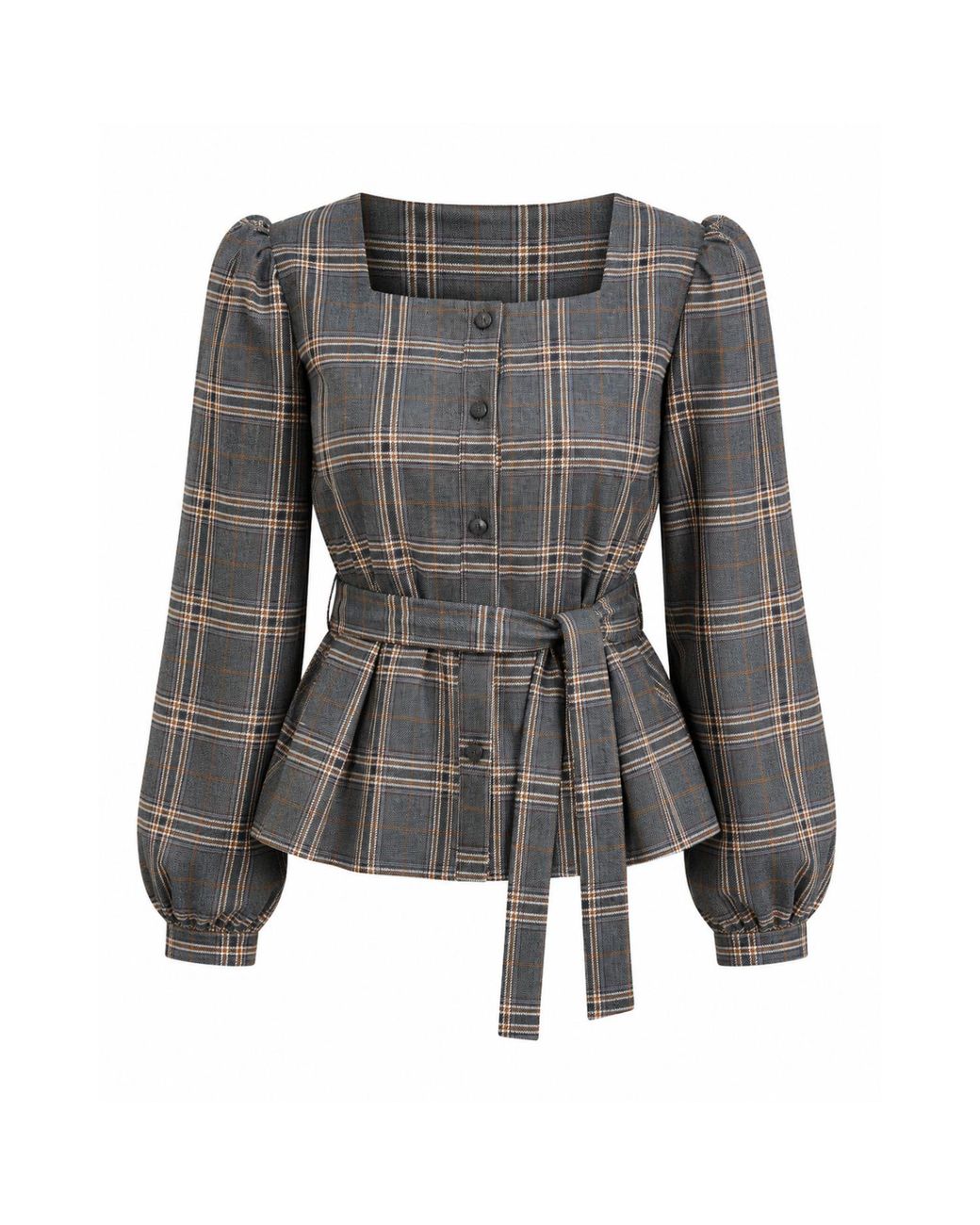 Mind Traveler Gray Beth Checked Blouse