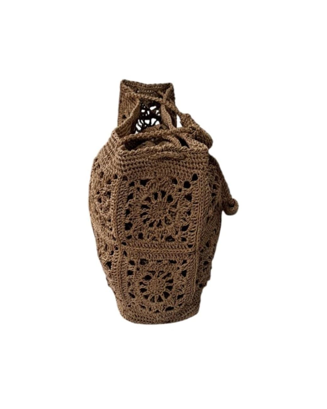 Springmoonatelier Brown Handcrafted Raffia Elegance Bag