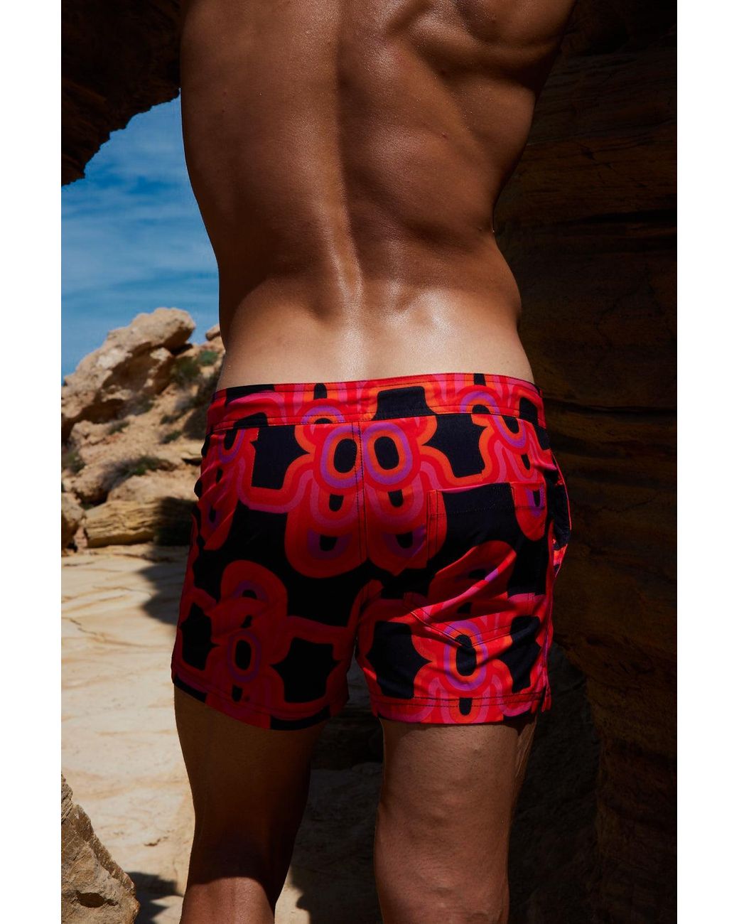 Julia Clancey Red Sunset Rooftop Board Short for men