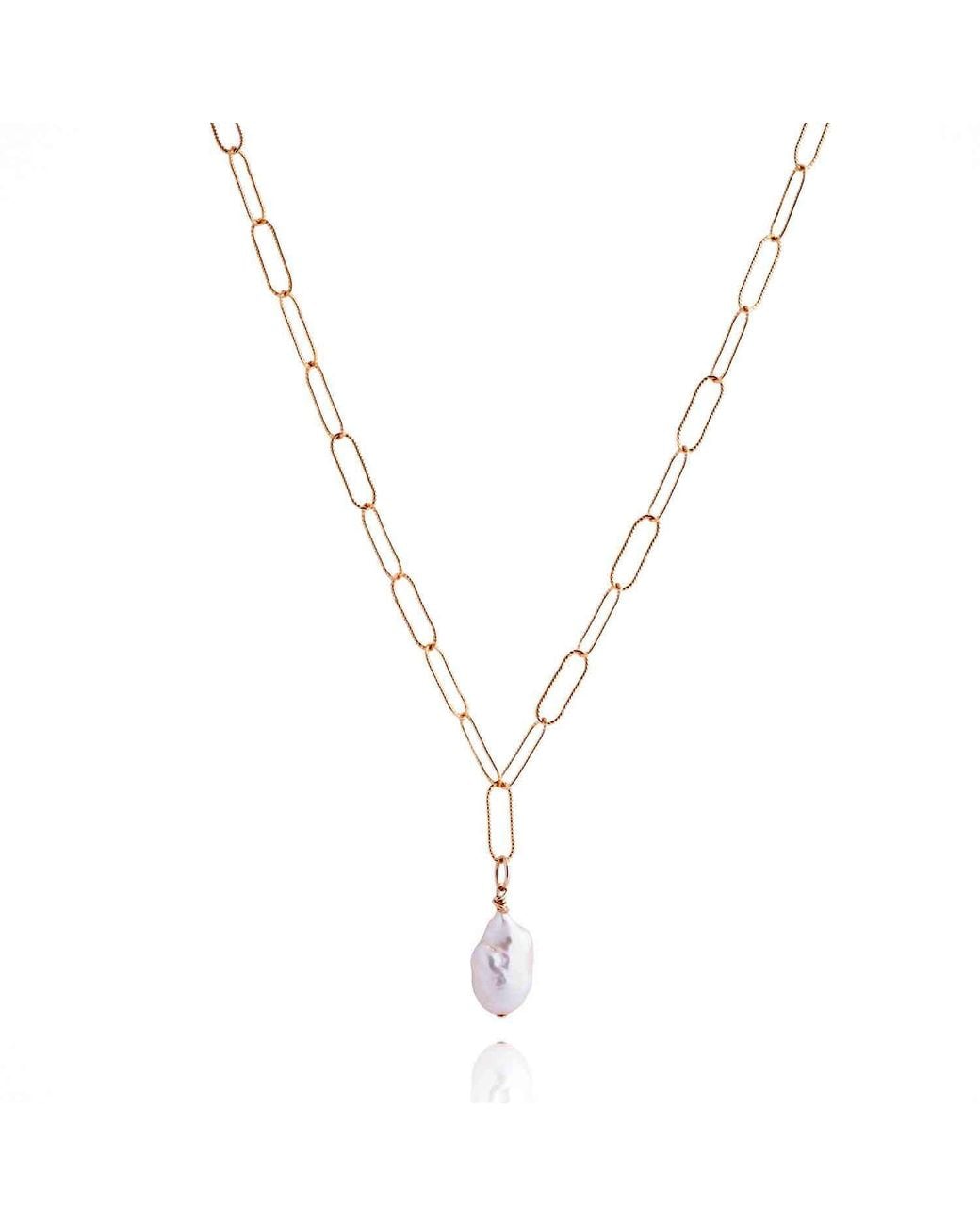 N'damus London Metallic Nacre Chain & Ivory Baroque Pearl Necklace