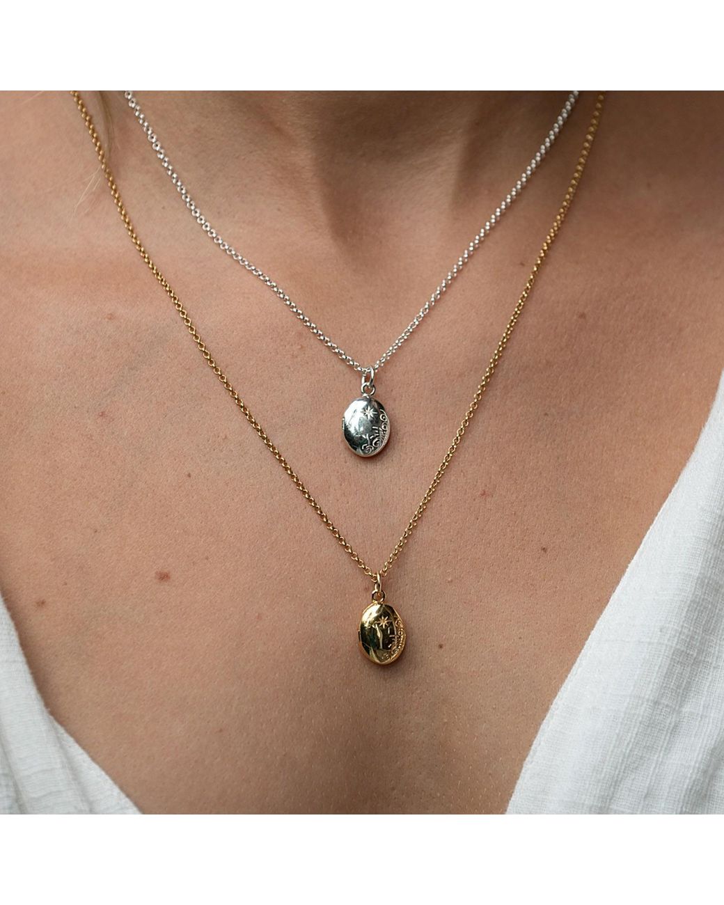 Lily Charmed Metallic Plated Tiny Celestial Locket Necklace