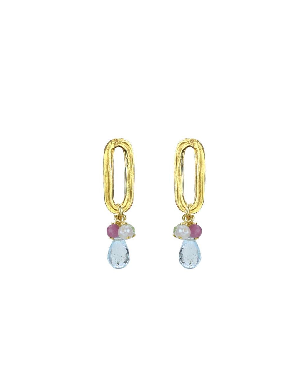 MOUNIR LONDON Metallic Delicate Stud Semi-Precious Cluster Earrings