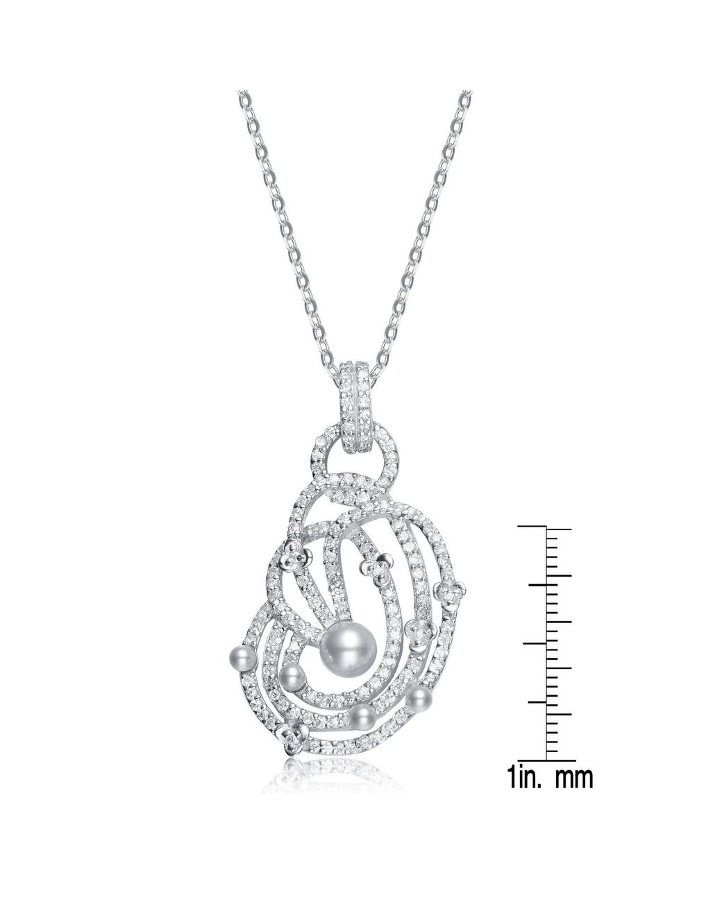 Genevive Jewelry Metallic Sterling Cubic Zirconia Twisty Pendant