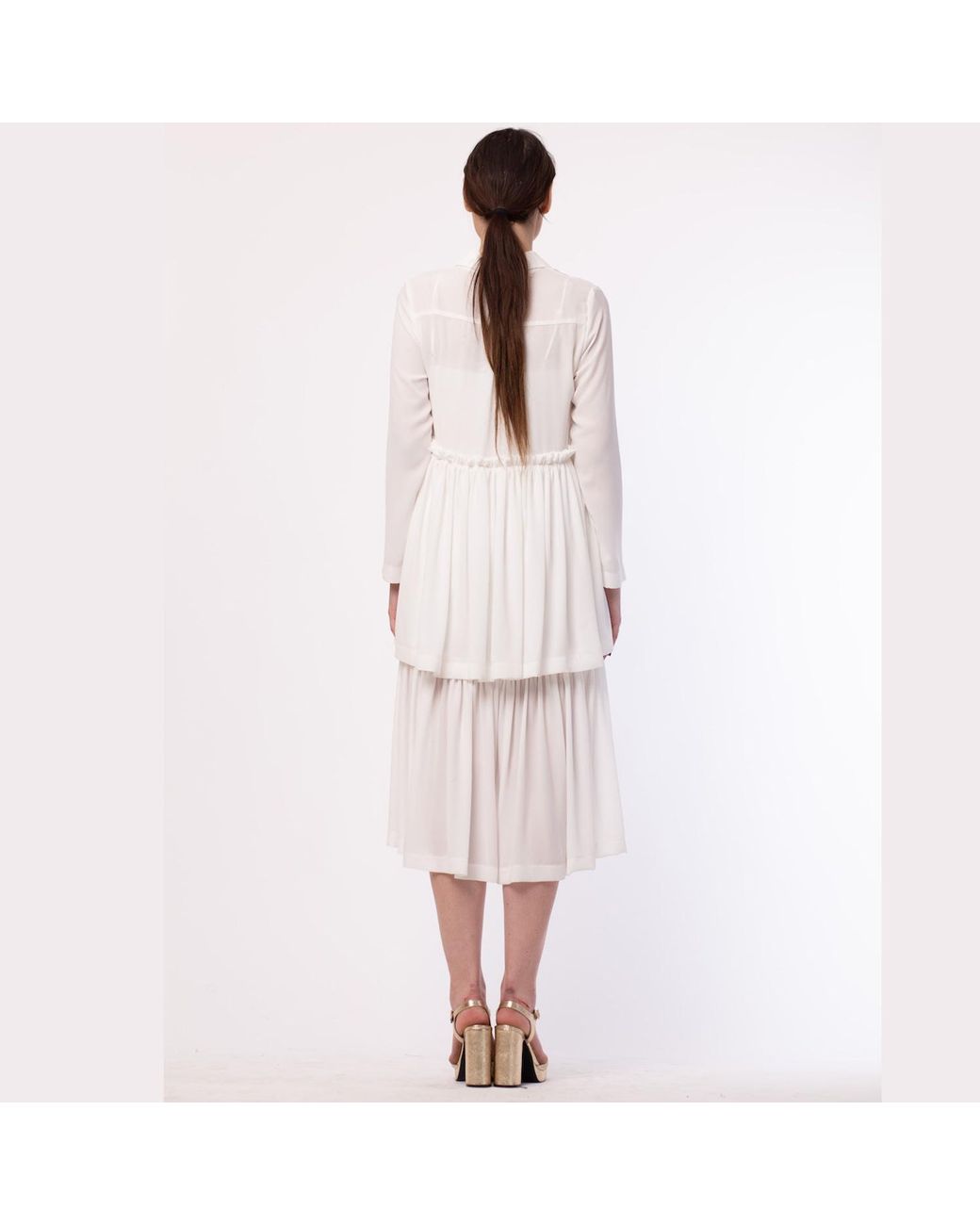 Silvia Serban White Frill Shirt Dress