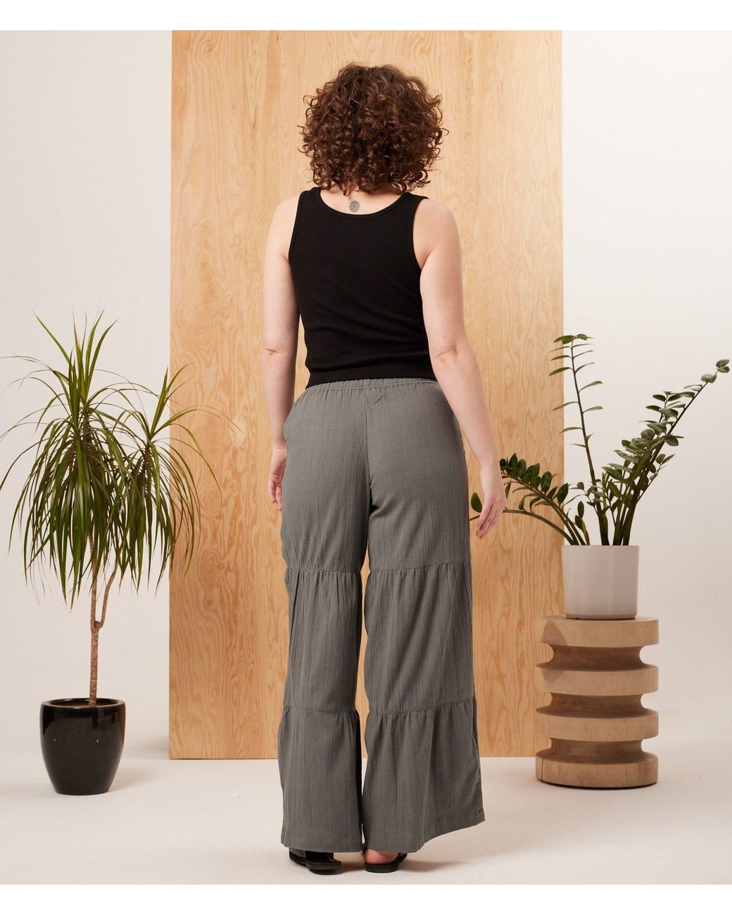 Known Supply Gray Wide Leg Tiered Pants