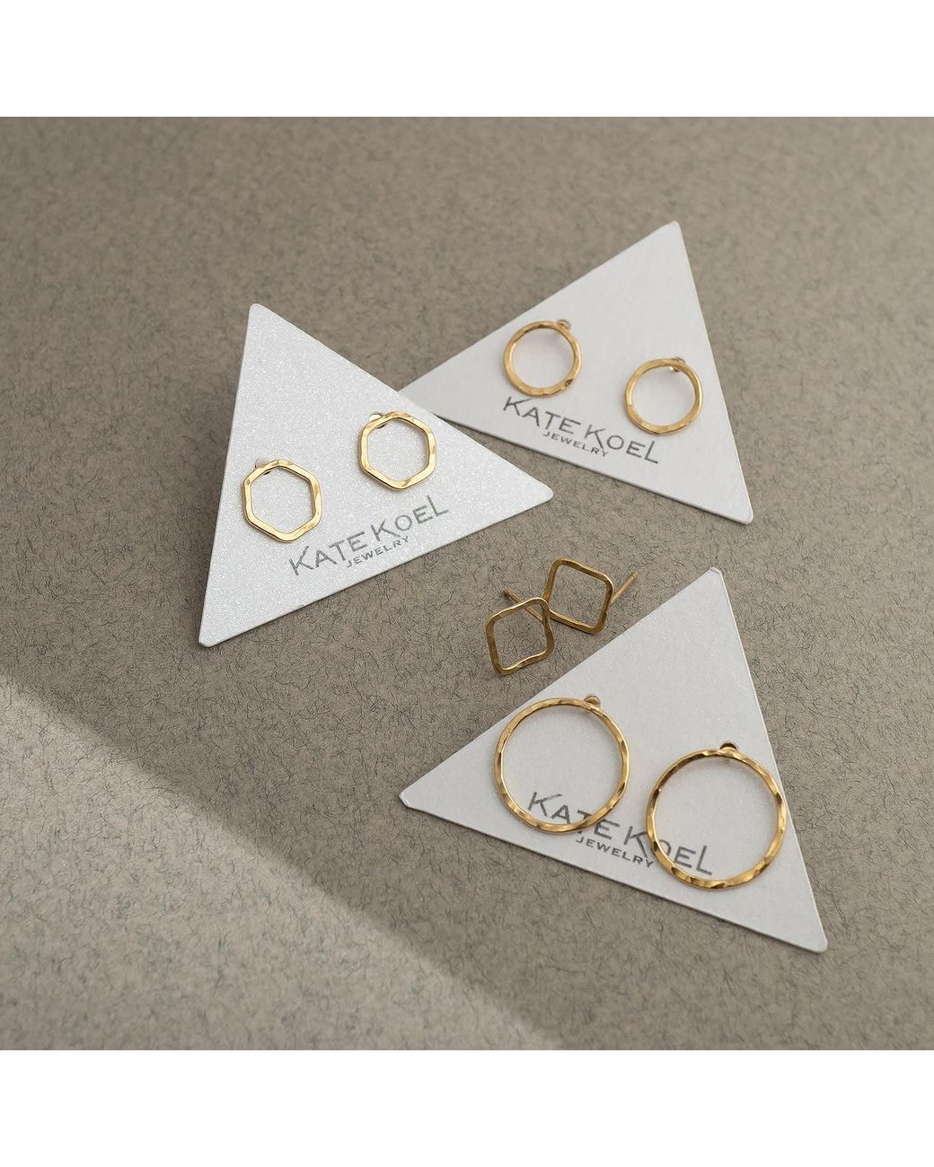 Kate Koel Metallic Hexagon Stud Earrings