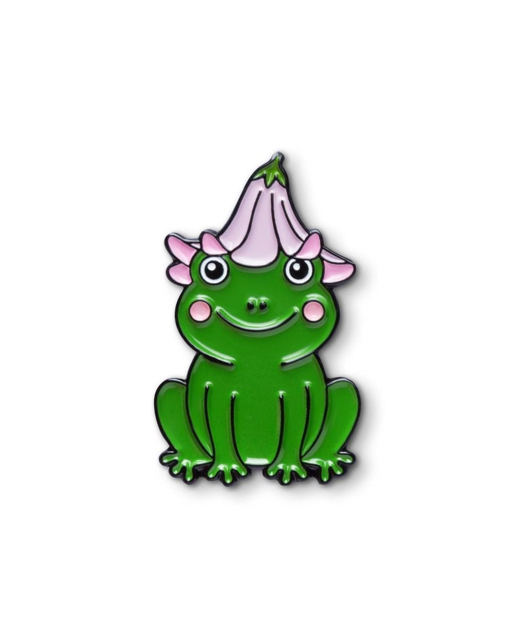 Make Heads Turn Green Enamel Pin Frog With A Flower Hat